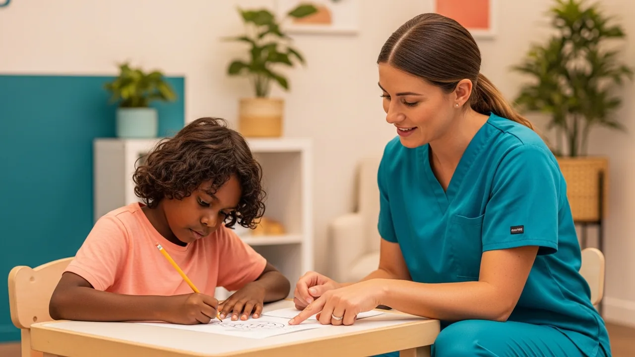 Fictional paediatric occupational therapy clinic scene for CARDIFF, NSW